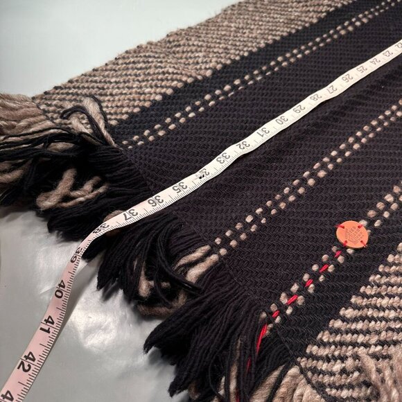 Manos Del Uruguay Scarf Shawl Merino Wool Fringe Handspun Vintage Stripped Black - Picture 9 of 13